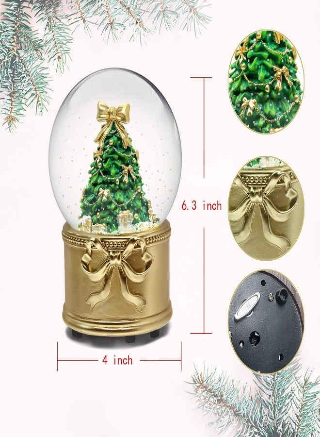 كرة ثلجية على شكل شجرة عيد الميلاد مع قاعدة على شكل فيونكة ذهبية بلون الشمبانيا وزينة حفلات أعياد الميلاد بتقنية LED (GS8557-120MM) - Image 5